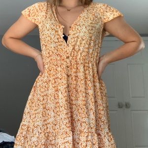Yellow Mini Dress with flowers